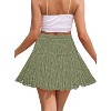 Women's Boho Chiffon Mini Skirt - Summer Tiered A-Line with Pleated Flowy Hem Green-yellow and Red Floral - 4 of 4