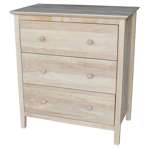  VINGLI Upgraged Unfinished 3 Drawer Dresser for