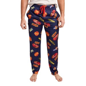 Pixar Cars Lightning McQueen & Radiator Springs Logos Adult Navy Sleep Pajama Pants - 1 of 4