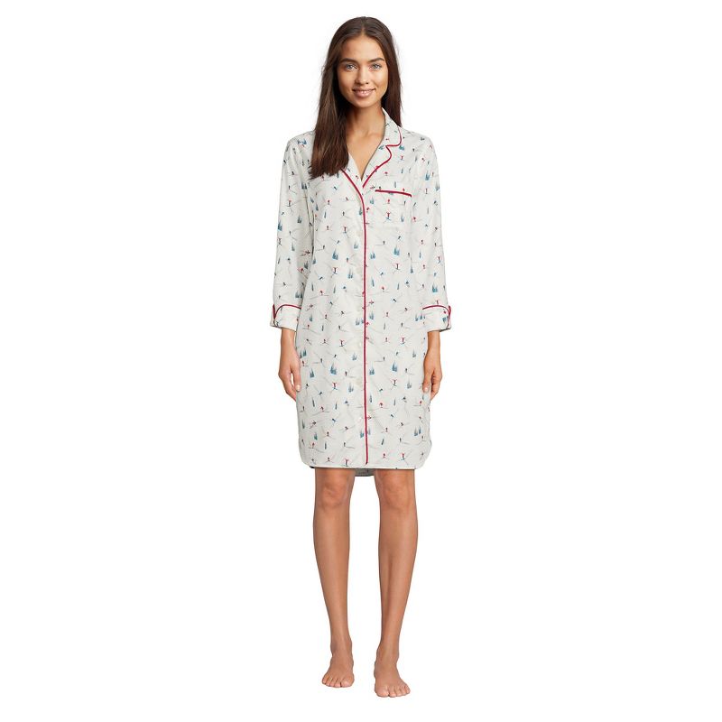 Lands' End Women's Plus Size 3/4 Sleeve Flannel Sleepshirt Nightgown, 4 of 7