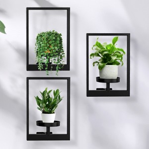 Orieon 3-Pack Square Wall Plant Shelves, Geometric Indoor Flower Display with 6.22" Tray, Holds Up to 20Lbs. - 1 of 4