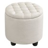 PAGED Chic Linen Accent Storage Ottoman Pouf with Removable Lid, Button Tufted Upholstered Footrest for Living Room - 3 of 4