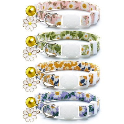 4 PCS Breakaway Cat Collars with Bell Moons Stars,Kitten Collar and Adjustable with Pendant Glow,Cute Kitty Collar for Girl Boy Cats