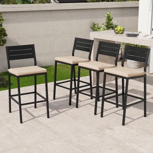 Crestlive Products Outdoor Bar Stools Set of 4 Counter Height Bar Stools with Cushions, Patio Bistro Tall Chairs with Back and Footrest - 1 of 4