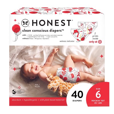 Image of The Honest Company Clean Conscious Disposable Diapers In-RED-Ibly Delicious & So Fetch - Size 6 - 40ct