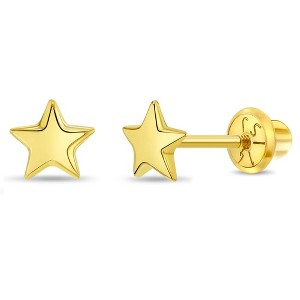 Girls' Puffed Star Screw Back 14k Gold Earrings - In Season Jewelry - 1 of 4