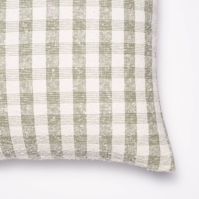 Square Slub Gingham Decorative Throw Pillow White/Light Teal Green - Threshold&#8482; designed with Studio McGee, 4 of 12