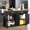 Wood Top Kitchen Island Cart with Wheels, Drawers, Spice Rack, Rolling Storage Cabinet for Kitchen or Dining – The Pop Home - 2 of 4