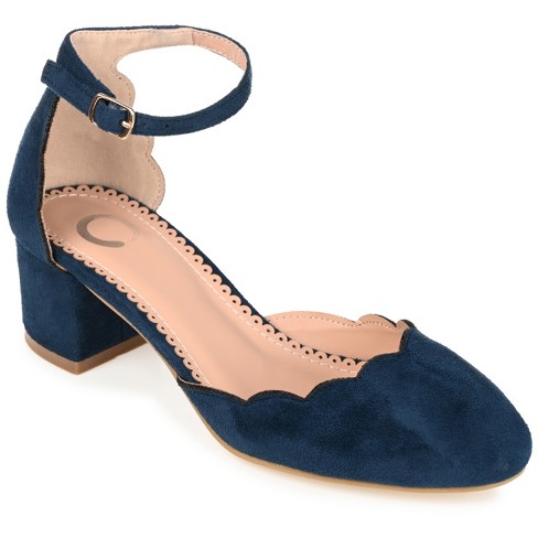 Journee Collection Womens Edna Wide Width Round Toe Low Block Heel Pumps,  Navy 9wd : Target