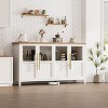 55 Inch Sideboard Buffet Cabinet with Four Glass Doors Large Modern Farmhouse Storage for Kitchen Dining and Living Room Natural - 2 of 4