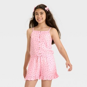 Girls' Sleeveless Woven Romper - Cat & Jack™ - 1 of 3