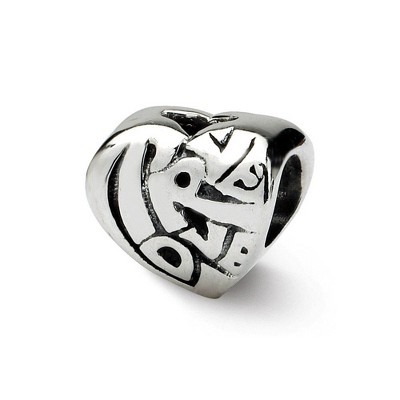 Black Bow Jewelry Sterling Silver True Love Heart Bead Charm