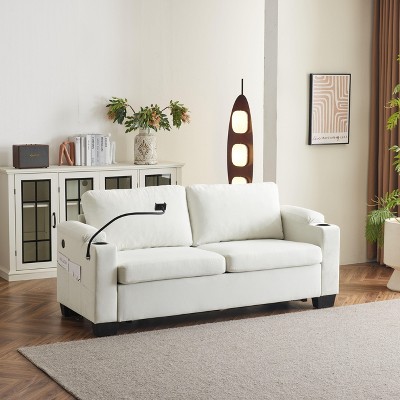 NicBex Modern Pull Out Sofa Bed Convertible Sofa Couch with Adjustable Back, Phone Stand and Cup Holders for Living Room