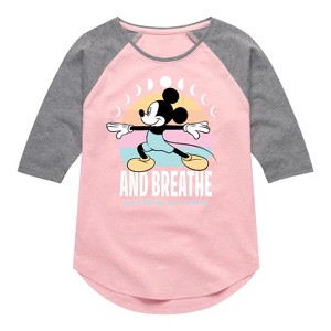 Girls' - Disney - Mickey And Breathe Shirt Tail Raglan Graphic T-shirt - 1 of 4