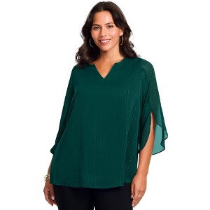 Avenue Lurex Stripe Tulip Sleeve Blouse - 1 of 2