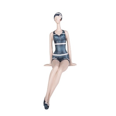 Beachcombers 11.4" RESIN LADY SHELF-SITTER BLUE SUIT