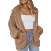 Coolmee Women's Open Front Chunky Knit Cardigan Loose Lantern Long Sleeve Oversized Sweater Coats with Pocket - 2 of 4