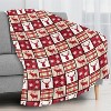 Lomsoe Santa Claus Christmas Throw Blanket, Pink Santa Claus Xmas Tree Snowflake Design Blanket, Cozy Soft Warm Flannel Blankets. - 2 of 4