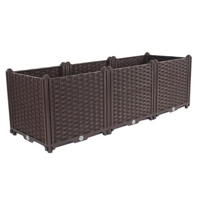 HomeRoots 47" X 16" Dark Brown Heavy Duty Plastic Rectangular Self Watering Planter Box