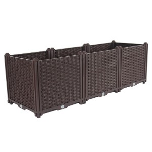 HomeRoots 47" X 16" Dark Brown Heavy Duty Plastic Rectangular Self Watering Planter Box - 1 of 4