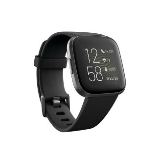 Fitbit Versa 2 Smartwatch - Carbon Aluminum with Black Band