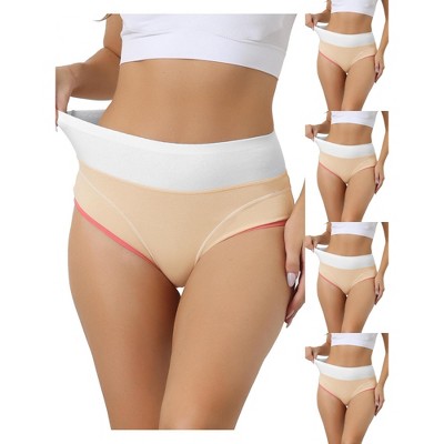 Allegra K Women's Soft High Waist Stretch Breathable Tummy Control Cotton Briefs Multicolored