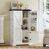 USIKEY Farmhouse Pantry Cabinet, Storage Cabinet with Barn Doors, Kitchen Pantry Cabinet with 2 Adjustable Shelves, Tall Cabinet for Kitchen, White - 4 of 4