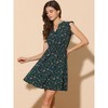 INSPIRE CHIC Women's V-Neck Ruffle Cap Sleeve A-Line Floral Chiffon Dress - 3 of 4