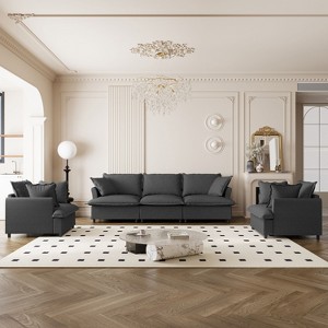 NicBex Couches for Living Room 3pc L-shaped Sectional Sofa Modern Chenille Upholstered Sofa Couch with Movable Ottoman - 1 of 4