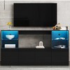 67.7" MDF High Gloss TV Stand with LED Lights, Sideboard Cabinet with Tempered Glass Shelves, and Large Storage Cabinets for Living Room - 2 of 4