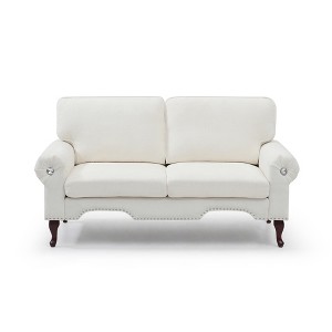 TiramisuBest Convertible 3-in-1 Velvet Sofa Bed, Sleeper Loveseat Chaise Lounge with Adjustable Backrest for Living & Small Spaces (Beige) - 1 of 4