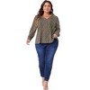 Agnes Orinda Women's Plus Size Floral Print Pleated Notch V Neck Long Sleeve Casual Blouses - 3 of 4