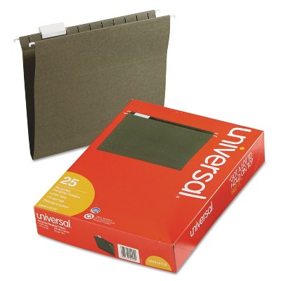 UNIVERSAL Hanging File Folders 1/5 Tab 11 Point Stock Letter Standard Green 25/Box 14115