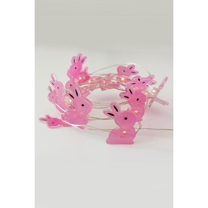 Perfect Holiday 20 LED Fairy Light Pink Bunny – Battery Operated - 1 of 2