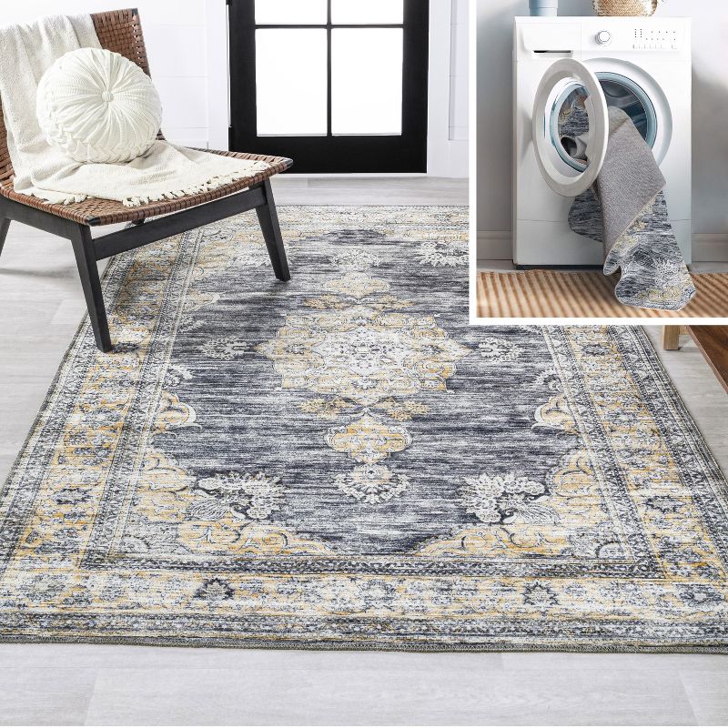 Bausch Bohemian Distressed Chenille Machine-Washable Area Rug -JONATHAN Y, 1 of 13