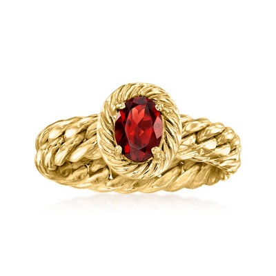 Ross-Simons 0.70 Carat Garnet Curb-Link Ring in 14kt Yellow Gold