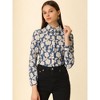 INSPIRE CHIC Women's Lace Floral Semi Sheer Work Button Down Collar Shirt - 2 of 4