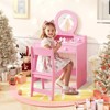Tangkula Kids Vanity Set Desk & Chair Set w/ Mirror Open Shelf & 4 Storage Drawers - 2 of 4