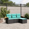 vidaXL 4 Piece Patio Sofa Set with Cushions - Black Poly Rattan - 2 of 4