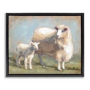 Stupell Industries Sheep & Lamb Family Farm Floating Frame Canvas Art, Black, 31" x 25" - 1 of 4