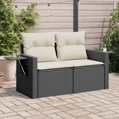 vidaXL Garden Sofa Black PE rattan  UV-resistant materials