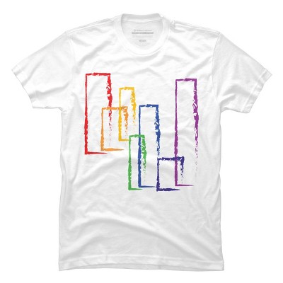 Adult Design By Humans Crayon Rainbow Rectangles Abstract By T-Shirt