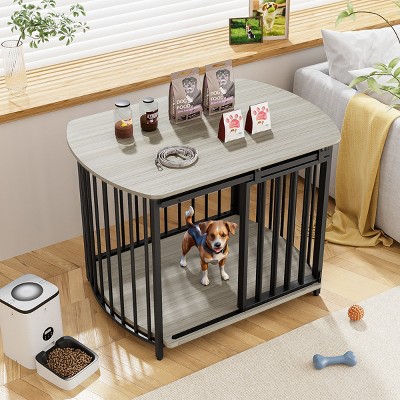 31.5" Dog Crate,Modern Dog Crate With Wooden End Table,Dog Kennel Furniture,Dog Crate For Small And Medium Dogs-Cuddlewood