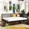Full Size Outdoor Acacia Wood Porch Swing Daybed with Hemp Ropes, Minimalist Open-Side Hanging Bed - 2 of 4