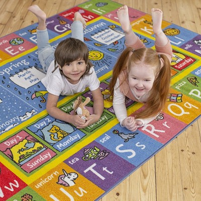 Colorful Educational Alphabet and Seasons Kids Rug, 3'3" x 4'11"