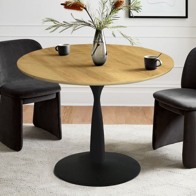 Harrison 35'' Round Dining Table with Metal Pedestal Base MDF Wood Dining Table Top for Kitchen Dining Room Small Space-Maison Boucle