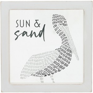 Pavilion Gift Company - Sun & Sand - 5" x 5" Framed Glass Plaque - Wall Sign Panels - 1 of 4