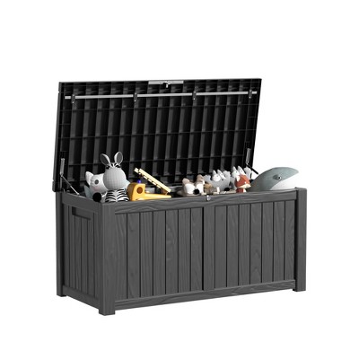 Lirago 180 Gal 680L 61.02"D*28.39"W*29.17"H Outdoor Storage Box with Lid Weatherproof Polypropylene Resin UV Protected KD Design Black