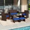 Tangkula 6 PCS Patio Furniture Set w/ 1 Loveseat 1 Coffee Table 2 Armchairs 2 Ottomans - 4 of 4