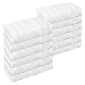 Unique Bargains Bathroom Hotel Spa Striped Comfort Pure Cotton Washcloths 12 Packs - 1 of 4